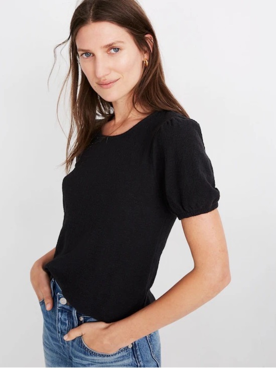 Madewell Tops - Cotton Black Puff Sleeve Top Madewell Sz M